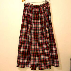 Vintage Lanz Original tartan plaid power maxi skirt small